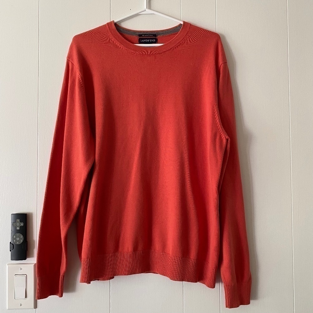 Men's Land's End 100% Supima Cotton long sleeve crew neck sweater size L